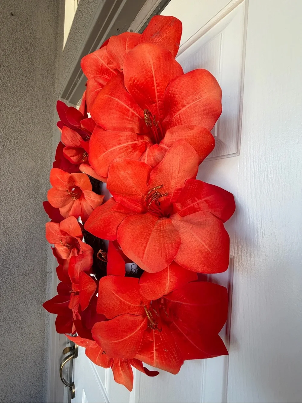 Red Floral Holiday Wreath “22 - Decorative Door Accent